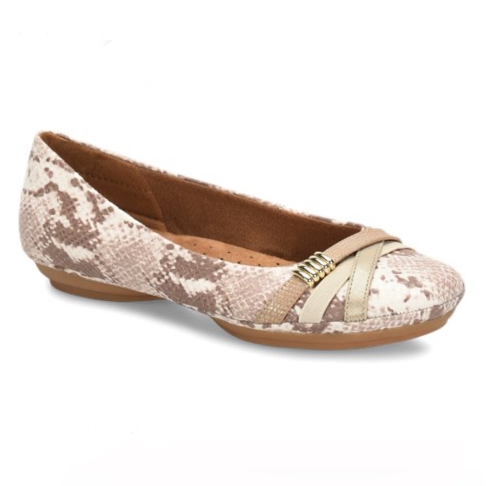 EUC- Euro Soft by Sofft βShainaβ Snake Embossed Leather Ballet Flat